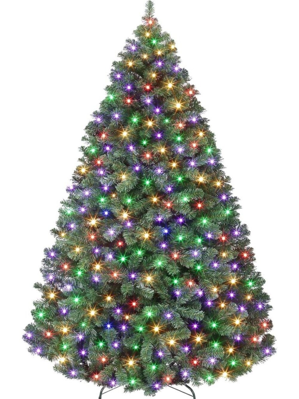 GAOMON 6ft Prelit Wide Fraser Fir Artificial Christmas Tree with RGBW Light
